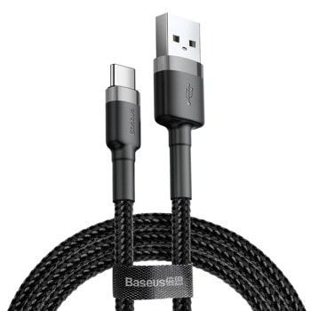 Кабел Baseus Cafule USB-A to USB-C Cable (CATKLF-CG1), от USB A(м) към USB C(м), 2m, 18W, черен | JAR Computers Baseus Cafule USB-A to USB-C Cable CATKLF-CG1