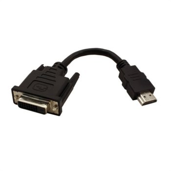 Кабел Roline 12.99.3115, HDMI (м) към DVI (ж), 0.15m, черен | JAR Computers ROLINE 12.99.3115 HDMI M - DVI F 0.15 м