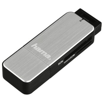 Четец за карти HAMA 123900, USB-A 3.0, SD/SDHC/SDXC/MicroSDHC/microSDXC, сребрист image