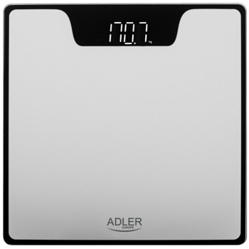 Електронен кантар Adler AD 8174S, натоварване до 180 кг, 4 високо прецизни тензодатчика, индикатор за претоварване, сребрист | JAR Computers Adler AD 8174S