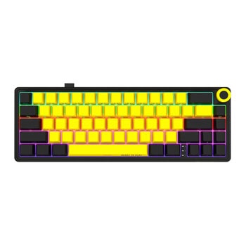 Клавиатура Lorgar KBP70MW, безжична, механична, Toxic Purple Linear суичове, гейминг, RGB подсветка, черно-жълта, USB | JAR Computers Lorgar KBP70MW Black/Yellow LRG-KBP70MW-YL-US