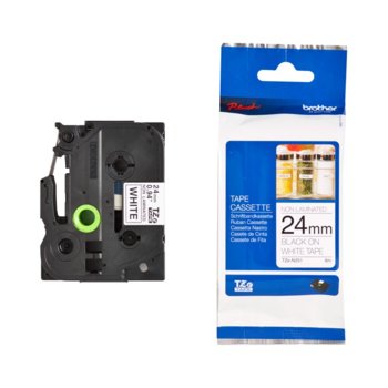 ЛЕНТА ЗА ЕТИКЕТНИ ПРИНТЕРИ BROTHER ТИП TZ - 24mm BLACK ON WHITE TAPE, Non Laminated - P№TZEN251 | JAR Computers Brother TZE-N251 Tape Black on White, Non Laminate