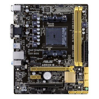 Дънна платка Asus A88XM-E, AMD A88X, FM2+, DDR3 2400(O.C.), PCI-E 3.0 (HDMI&DVI), SB7.1, Lan1000, 6x SATA 6Gb/s RAID,0,1,10, 2x USB 3.0, mATX | JAR Computers Asus A88XM-E