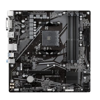 Дънна платка Gigabyte A520M-DS3H, AM4, A520, PCI-E 3.0 (DP/HDMI/DVI), 4x SATA 6Gb/s, 1x M.2, 4x USB 3.2 Gen 1 Type A, mATX | JAR Computers Gigabyte A520M-DS3H
