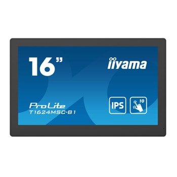 Тъч Монитор Iiyama T1624MSC-B1, 15.6" (39.62 cm) IPS панел, Full HD, 25 ms, 450 cd/m2, HDMI, USB | JAR Computers Iiyama T1624MSC-B1