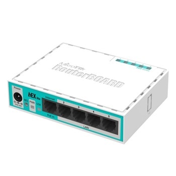 Рутер MikroTik hEX lite RB750R2, 1x WAN 10/100 Mbps, 4x LAN 10/100 Mbps, PoE, 64MB RAM, 16MB Flash памет | JAR Computers MikroTik RB750R2