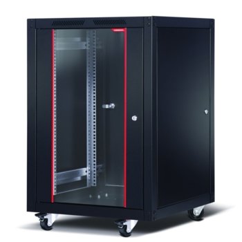 Комуникационен шкаф Formrack SLV-20U60100, 19", 20U, 600 x 1000 x 1120, свободностоящ, товароносимост 600кг, 4 отвора за вентилатори в горната част, стъклена врата, черен | JAR Computers Formrack SLV-20U60100