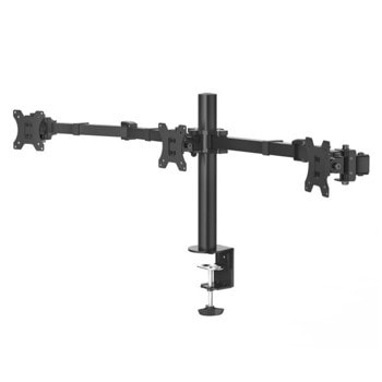 Стойка за монитор Hama 118495, за плот, за екрани от 13" до 27", VESA до 100x100, до 7 кг, регулируема, за 3 бр. монитора, черна | JAR Computers Стойка за монитор Hama 118495