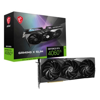 Видео карта Nvidia GF RTX 4060 Ti, 8GB, MSI Gaming X Slim, PCI-E 4.0, GDDR6, 128-bit, DisplayPort, HDMI | JAR Computers MSI GF RTX 4060 Ti 8GB Gaming X Slim