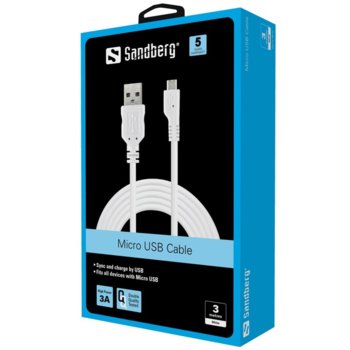 Sandberg MicroUSB Sync Charge Cable 3m 440 72