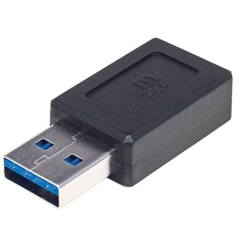 Преходник Manhattan 354714, от USB A(м) към USB C(ж), черен | JAR Computers MANHATTAN 354714