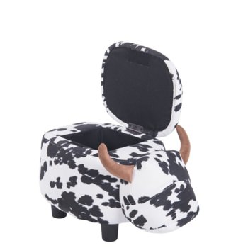 Детска табуретка с ракла черно-бяла крава