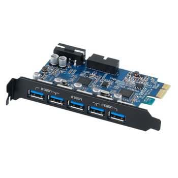 Контролер Orico PVU3-5O2I-V1, от PCIe 2.0 x1 към 5x USB 3.0(ж), 5.0 Gbit/s image