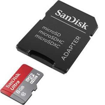 SanDisk Ultra microSDHC 8GB + SD Adapter Class 10