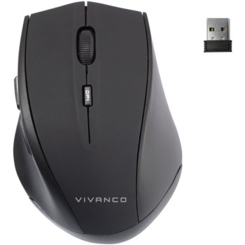 Мишка Vivanco 39631, лазерна (1600dpi), безжична, USB, черна, 5 бутона image