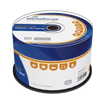 Оптичен носител DVD+RW, 4.7GB, Media Range, 16 x, 50 бр | JAR Computers Media Range DVD+R 4.7GB 16x