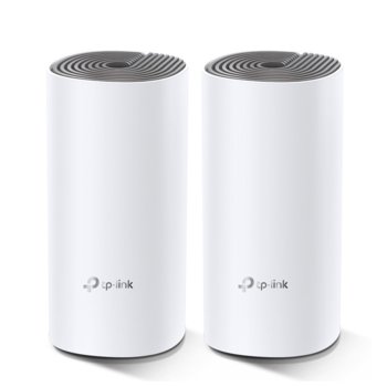 Безжична Wi-fi система TP-Link Deco E4 AC1200 (2-pack), 1167Mpbs, 2.4GHz 300Mbps/5GHz 867 Mbps, Wireless AC, 2x 2 10/100Mbps, 2 вътрешни двулентови антени | JAR Computers Wi-fi система TP-Link Deco E4 AC1200 (2-pack)