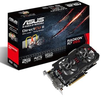 Видео карта AMD R7 265, 2GB, ASUS R7265-DC2-2GD5, PCI-E3.0, DDR5, 256bit, HDMI, 2xDVI, DisplayPort | JAR Computers ASUS R7265-DC2-2GD