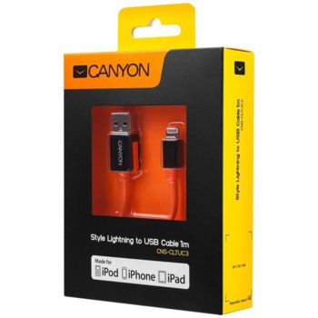 Кабел Canyon USB(м) към iPhone 5 Lightning, 1m.