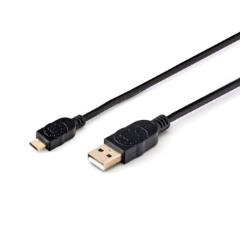 Кабел Manhattan, от USB Type A(м) към micro USB Type B(м), 1.8m, черен | JAR Computers Manhattan USB A to micro USB 1.8m black
