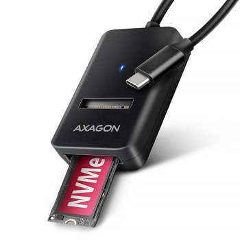 Адаптер Axagon ADM2-CM, за M.2 (2230/2242/2260/2280) SSD, NVMe/SATA, USB 3.2 Gen 2 Type-C, черен | JAR Computers Axagon ADM2-CM