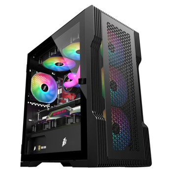 Кутия 1stPlayer TRILOBITE T3 Mesh Black, mATX, 1x USB 3.0, 2x USB 2.0, с прозорец, черна, без захранване | JAR Computers 1stPlayer TRILOBITE T3 Mesh Black T3-BK-4F1