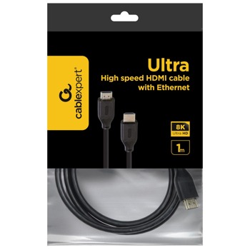 Кабел Gembird CC-HDMI8K-1M, от HDMI(м) към HDMI(м), 1m, ethernet, 48 Gbps, 8K@60Hz, позлатени конектори, черен | JAR Computers Кабел Gembird CC-HDMI8K-1M
