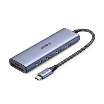 Докинг станция Ugreen CM511, от USB-C към 3x USB-A, 1x HDMI, 1x SD четец, 1x MicroSD четец, синя | JAR Computers Ugreen CM511 20956A