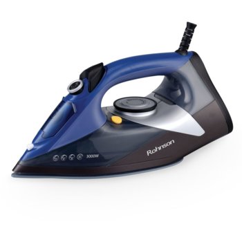 Ютия Rohnson R 393, 380мл. резервоар, плоча с керамично покритие, самопочистваща функция, регулиране на количеството пара, 3000W, синьо-черна | JAR Computers Rohnson R 393