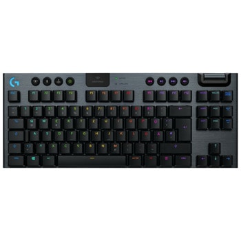 Клавиатура Logitech G915 TKL (920-009503), безжична, Tactile суичове, RGB подсветка, нископрофилни клавиши, US layout, черна, USB, Wireless, Bluetooth image