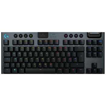 Клавиатура Logitech G915 TKL (920-009503), безжична, механична, Tactile суичове, RGB подсветка, нископрофилни клавиши, US layout, черна, USB, Wireless, Bluetooth | JAR Computers Logitech G915 TKL tactile 920-009503