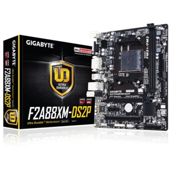 Дънна платка Gigabyte GA-F2A88XM-DS2P (rev.1.0), AMD A88X, FM2+, DDR3, PCI-E (DVI), 4x SATA 6Gb/s, 2x USB 3.1 (Typa A), Micro ATX | JAR Computers Gigabyte GA-F2A88XM-DS2P
