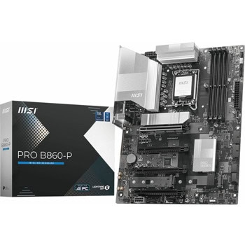 Дънна платка MSI PRO B860-P, B860, LGAS1851, DDR5, PCI-E 5.0 (Thunderbolt 4&DP&HDMI), 4x SATA 6Gb/s, 3x M.2 slots, 1x Thunderbolt 4, 2x USB 3.2 Gen 2 Type-A, ATX | JAR Computers MSI PRO B860-P 911-7E41-002