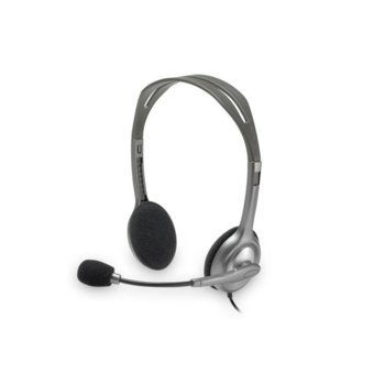 Слушалки Logitech H110, микрофон, сиви | JAR Computers Logitech Stereo Headset H110
