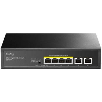 Суич Cudy GS1006P, 6 порта, 1000Mbps, 2x 10/100/1000Mbps RJ45, 4x 10/100/1000Mbps RJ45 PoE, 30W PoE | JAR Computers Cudy GS1006P