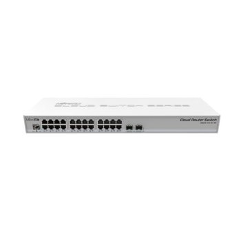 Суич MikroTik CRS326-24G-2S+RM, 1000Mbps, 24x LAN10/100/1000, Passive PoE, 2x SFP+ ports, 800MHz процесор, 512MB рам памет | JAR Computers MikroTik CRS326-24G-2S+RM