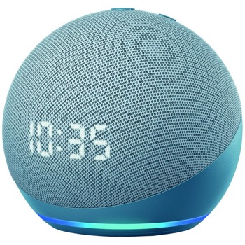 Смарт колонка Amazon Echo Dot 4 Clock, 3W, микрофон, Wi-Fi, Bluetooth, AUX, гласов асистент, часовник, син image