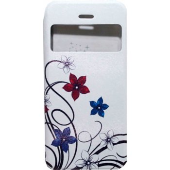Flip Cover DeTech, изкуствена кожа, принт цветя за Iphone 5/5s | JAR Computers Кожен калъф Iphone 5/5s DeTech - 51168