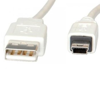 Кабел Roline S3142-250, USB A(м) към USB Mini B(м), 1.8m, бял