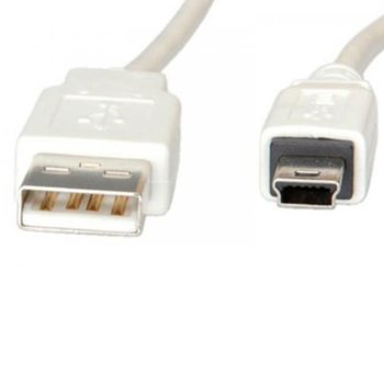 Кабел Roline S3142-250, USB A(м) към USB Mini B(м), 1.8m, бял | JAR Computers Roline S3142-250 USB A(м) към USB Mini B(м) 1.8m