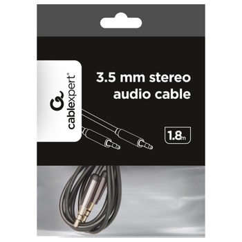 Кабел Gembird CCAP-444-6, от 3.5mm Jack(м) към 3.5mm Jack(м), 1.8m, черен | JAR Computers Кабел Gembird от 3.5 mm към 3.5 аудио жак 1.8m