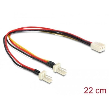 Захранващ кабел DeLock 89343, от 3-pin Molex(ж) към 2x 3-pin Molex(м), 22 cm | JAR Computers DeLock 89343