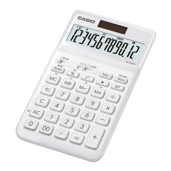 Калкулатор Casio JW-200SC, дисплей до 12 цифри, настолен, изчисляване на %, бутон за бърза корекция, бял | JAR Computers Калкулатор Casio JW-200SC White JW-200SC-WE