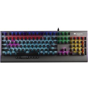 Клавиатура Canyon Interceptor, механична, суичове Outemu, RGB подсветка, мултимедийни бутони, тъмносива, USB image