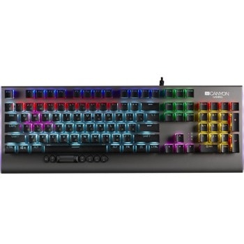 Клавиатура Canyon Interceptor, механична, суичове Outemu, RGB подсветка, мултимедийни бутони, тъмносива, USB | JAR Computers Canyon Interceptor CND-SKB8-US