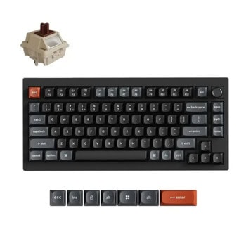 keychron v1 ultra 8k black silk pom switch brown