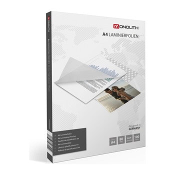 Фолио за ламиниране Monolith MONO-A4LP-012018, A4, 80 микрона, 100 броя | JAR Computers Monolith MONO-A4LP-012018