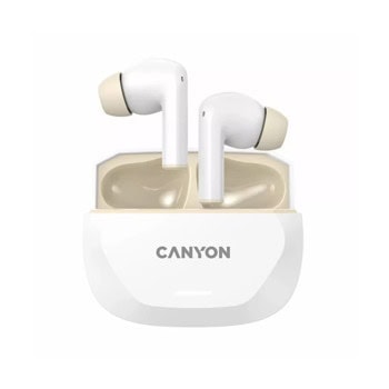 Слушалки Canyon Hexagon 7, безжични, Bluetooth, 4 ENC микрофона, ANC шумопотискане, до 5.5 часа време на работа, бели | JAR Computers Canyon Hexagon 7 White CNS-TWS7WB