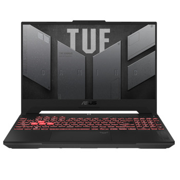 Лаптоп Asus TUF Gaming A15 FA507NU-LP031W (90NR0EB5-M002U0)(сив), осемядрен AMD Ryzen 7 7735HS 3.2/4.7GHz, 15.6" (39.62cm) Full HD 144Hz Anti-Glare дисплей, GF RTX 4050 6GB, (HDMI), 16GB DDR5, 512GB SSD NVMe, 1x USB4, Windows 11 Home, 2.2kg | JAR Computers Asus TUF Gaming A15 FA507NU-LP031W