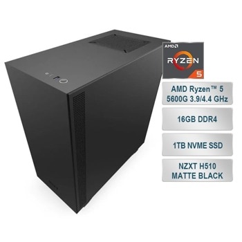 Настолен компютър PC "Assassin Alpha", шестядрен AMD Ryzen 5 5600G 3.9/4.4 GHz, 16GB DDR4, 1TB NVME SSD, 2x USB 3.2 Gen 2, Free DOS | JAR Computers Assassin Alpha